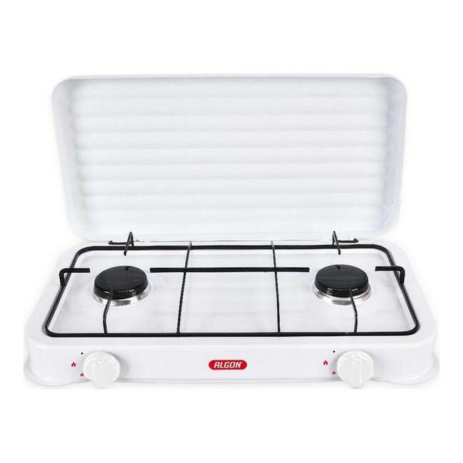 Réchaud Gaz 2 Feux Portable En Fonte – 8000W Par Brûleur – Avec Pieds, Tuyau & Régulateur – Idéal Camping, Pique-Nique, Extérieur