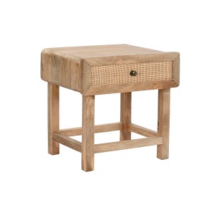 Comodino rattan e legno chiaro 40 x 30 cm SENEY 