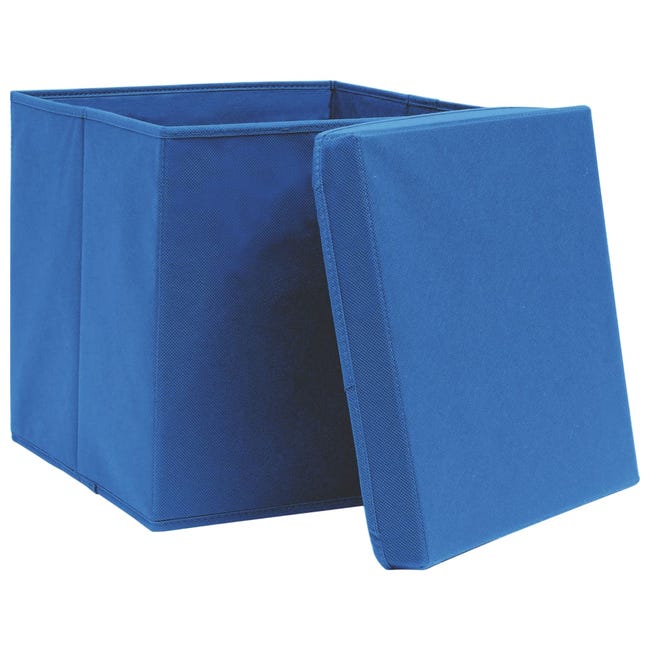 Boîtes de rangement avec couvercles 4 pcs 28x28x28 cm Bleu vidaXL