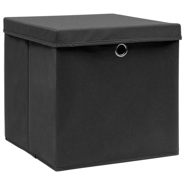 Boîtes de rangement avec couvercles 4 pcs 28x28x28 cm Noir vidaXL