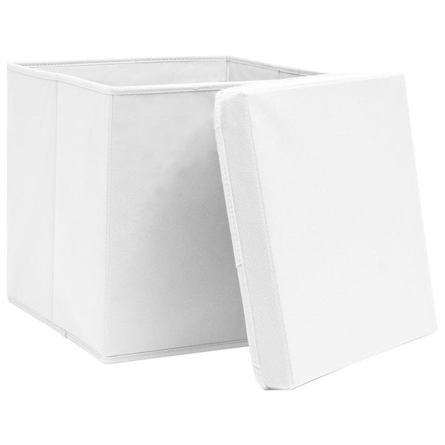 Boîtes de rangement avec couvercles 4 pcs 28x28x28 cm Blanc vidaXL