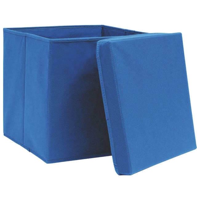 Cajas de almacenaje 10 uds tela no tejida azul 28x28x28 cm