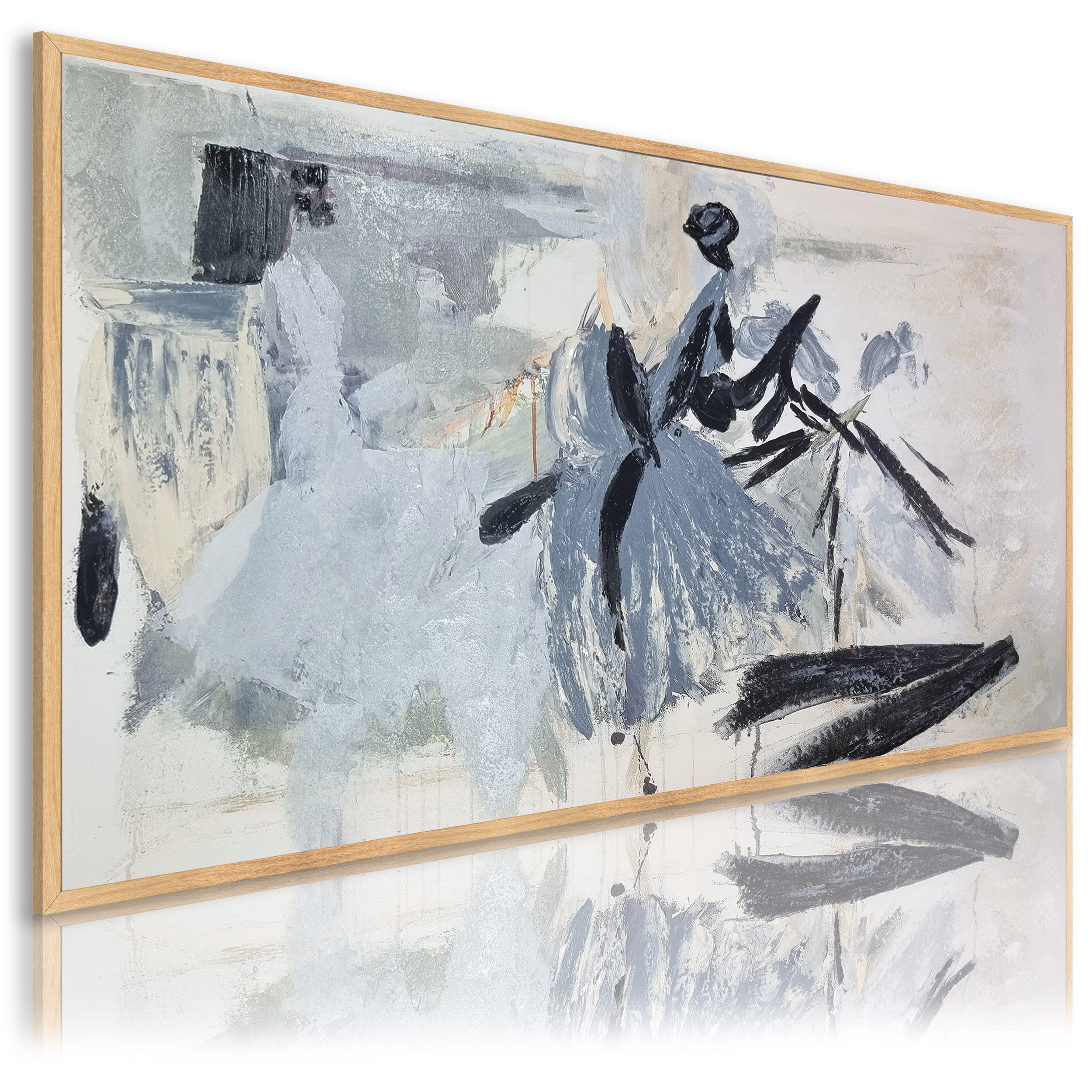DekoArte – Tableau peinte à la main avec Cadre Noir, Décoration Salon,  Chambre, Peinture Acrylique, Visages, 140x70cm