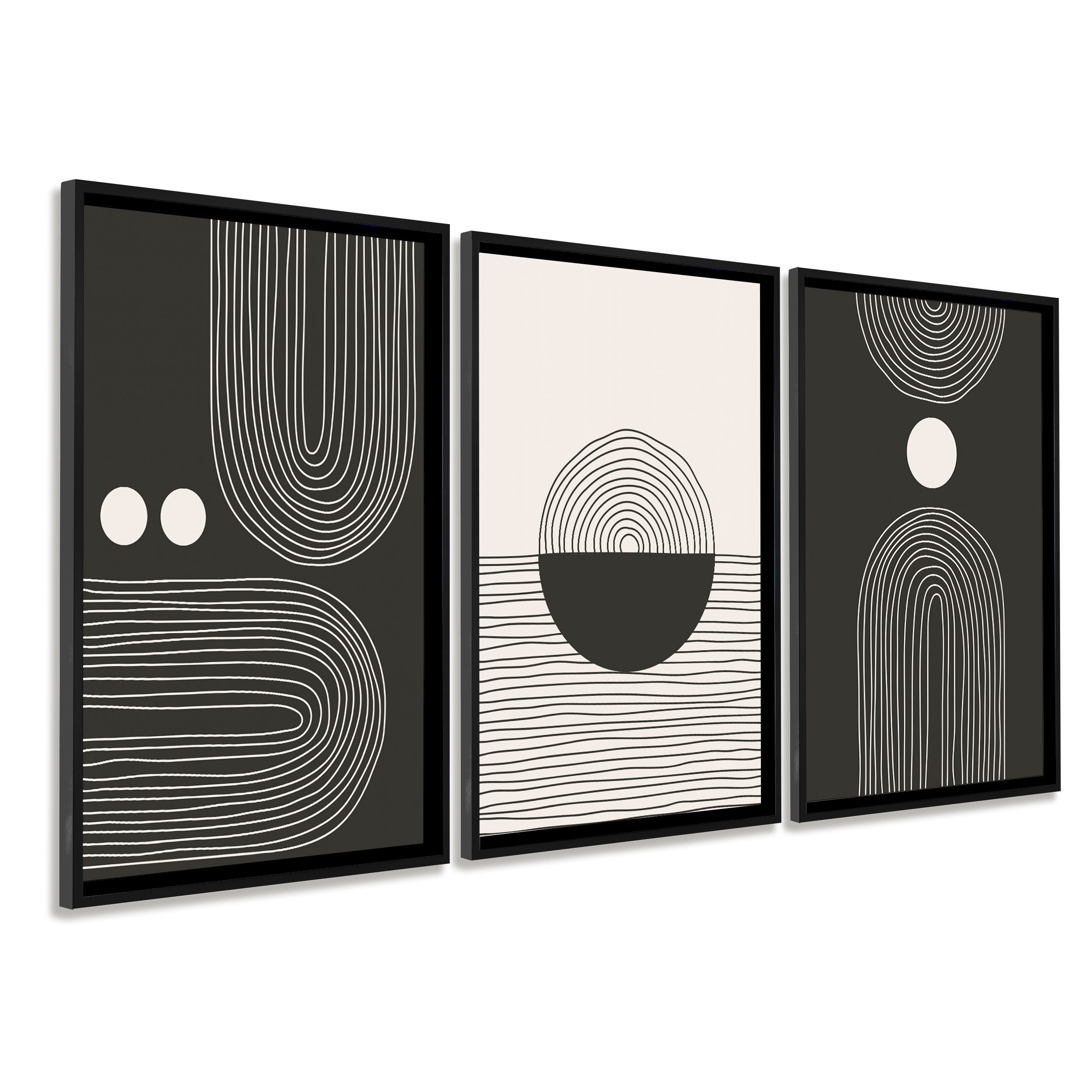 DekoArte - Quadri moderni soggiorno STILE FIORE 50x70 cm x3 pezzi - Quadri  con cornice negro incluso