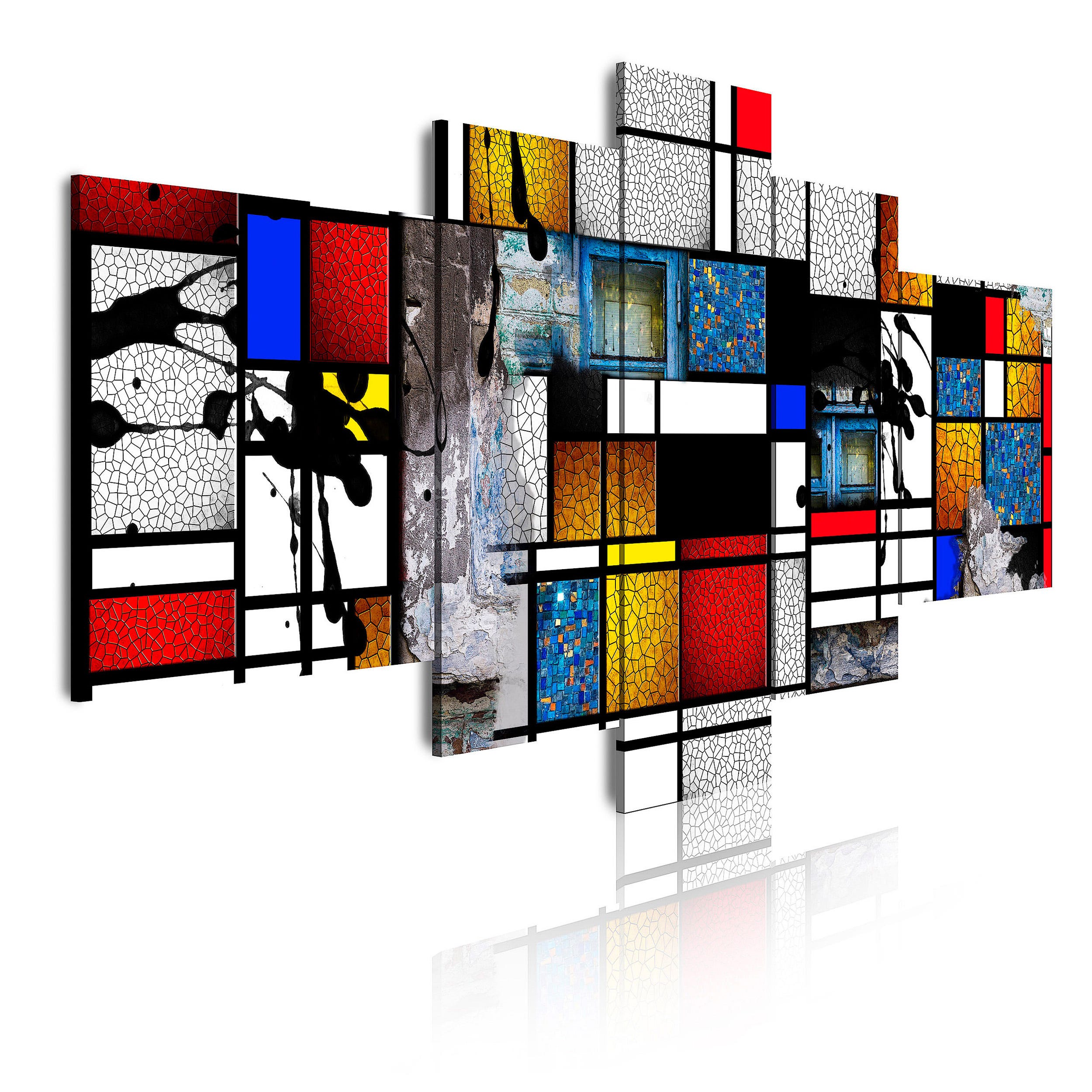 DekoArte - Cuadros Modernos Impresión de Imagen Artística, Lienzo  Decorativo, Abstractos Arte Kandinsky Rojo Azul, 1 Pieza 120x80cm