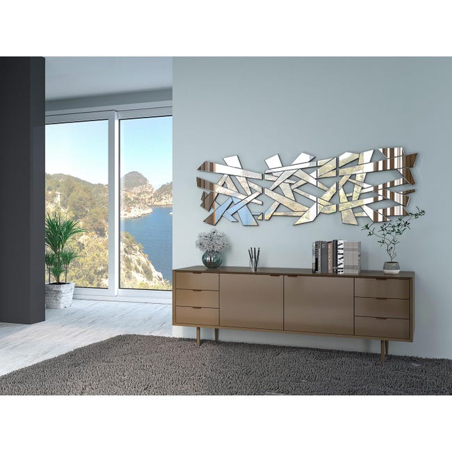 DekoArte - Espejos Decorativos Modernos De Pared, Espejos Sofisticados  Grandes Tríptico Color Plata, 3 Piezas 60x60cm