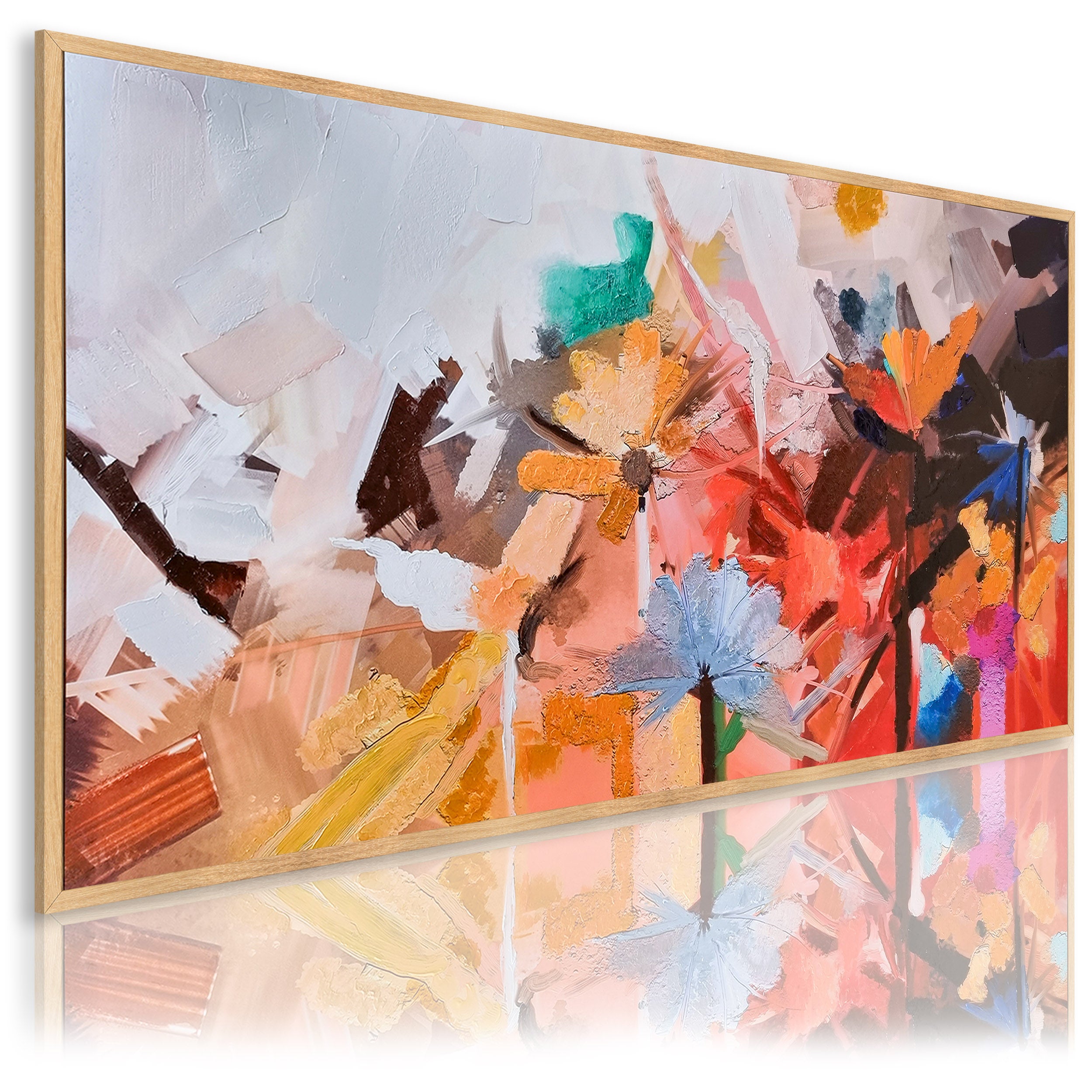 DekoArte – Tableau peinte à la main avec Cadre Couleur Bois, Décoration  Salon, Chambre, Peinture Acrylique, Minimaliste, 140x70cm