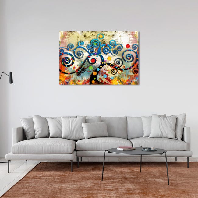 DekoArte - Cuadros Modernos Impresión de Imagen Artística, Lienzo  Decorativo, Abstractos Arte Kandinsky Rojo Azul, 1 Pieza 120x80cm