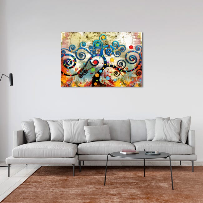 DekoArte - Cuadros Modernos Impresión de Imagen Artística | Lienzo Decorativo | Abstractos Árbol de la Vida Gustav Klimt | Pieza 120x80cm | Leroy Merlin