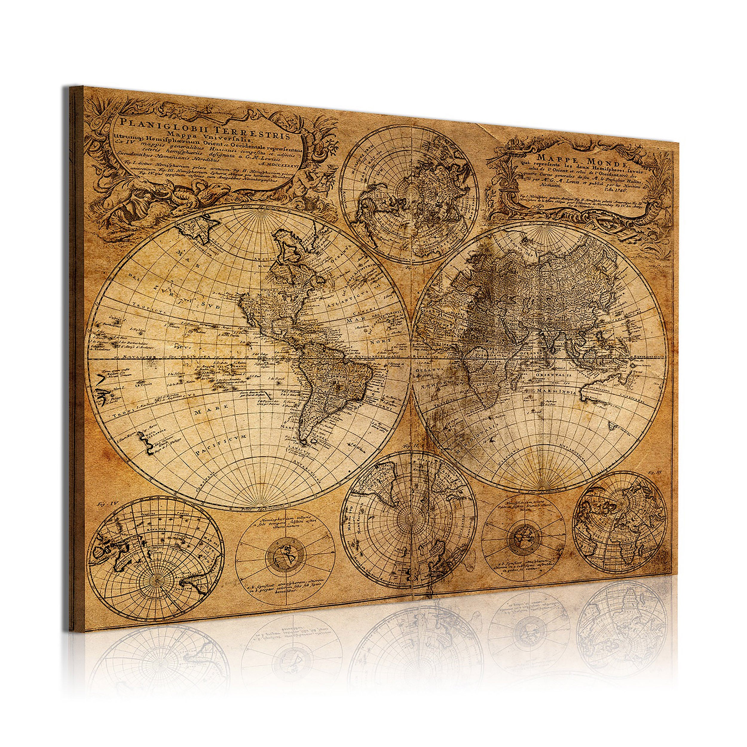 DekoArte - Cuadros Modernos Impresión de Imagen Artística, Lienzo  Decorativo, Mapamundi Mapa del Mundo Nombres Países, 1 Pieza 120x80cm