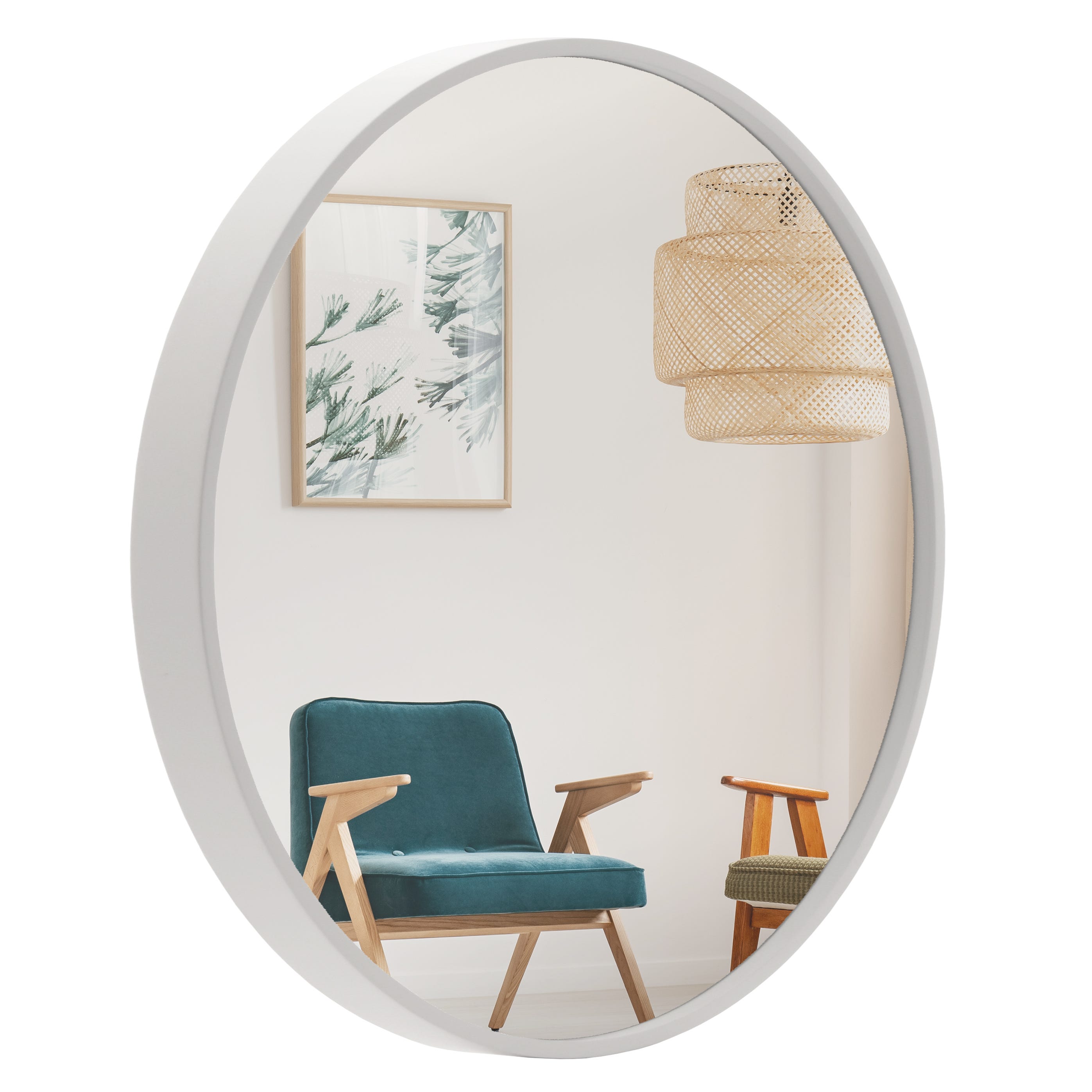 DekoArte - Espejos Decorativos Modernos De Pared, Espejos Sofisticados  Grandes Circulos Color Blanco, 1 Pieza 140x70cm