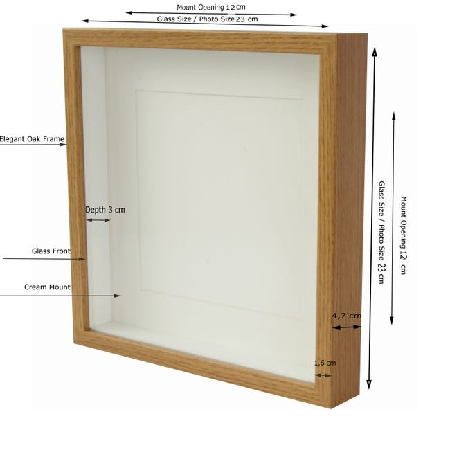 Marco de fotos 3D de 20x20 cm, 2 unidades, marco profundo para rellenar con  placa acrílica, 3 cm de profundidad interior, caja de sombra de madera