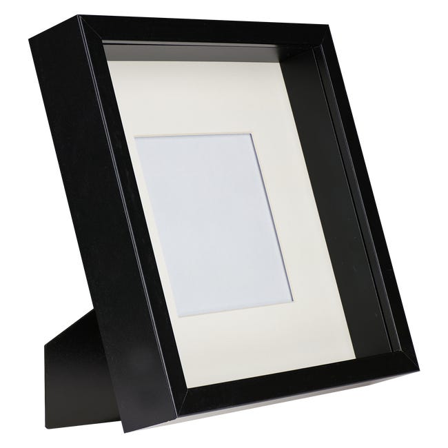 Box 3D Cadre photo 25x25 cm Noir carré avec passe-partout 13x13 cm , boîte  d'ombre