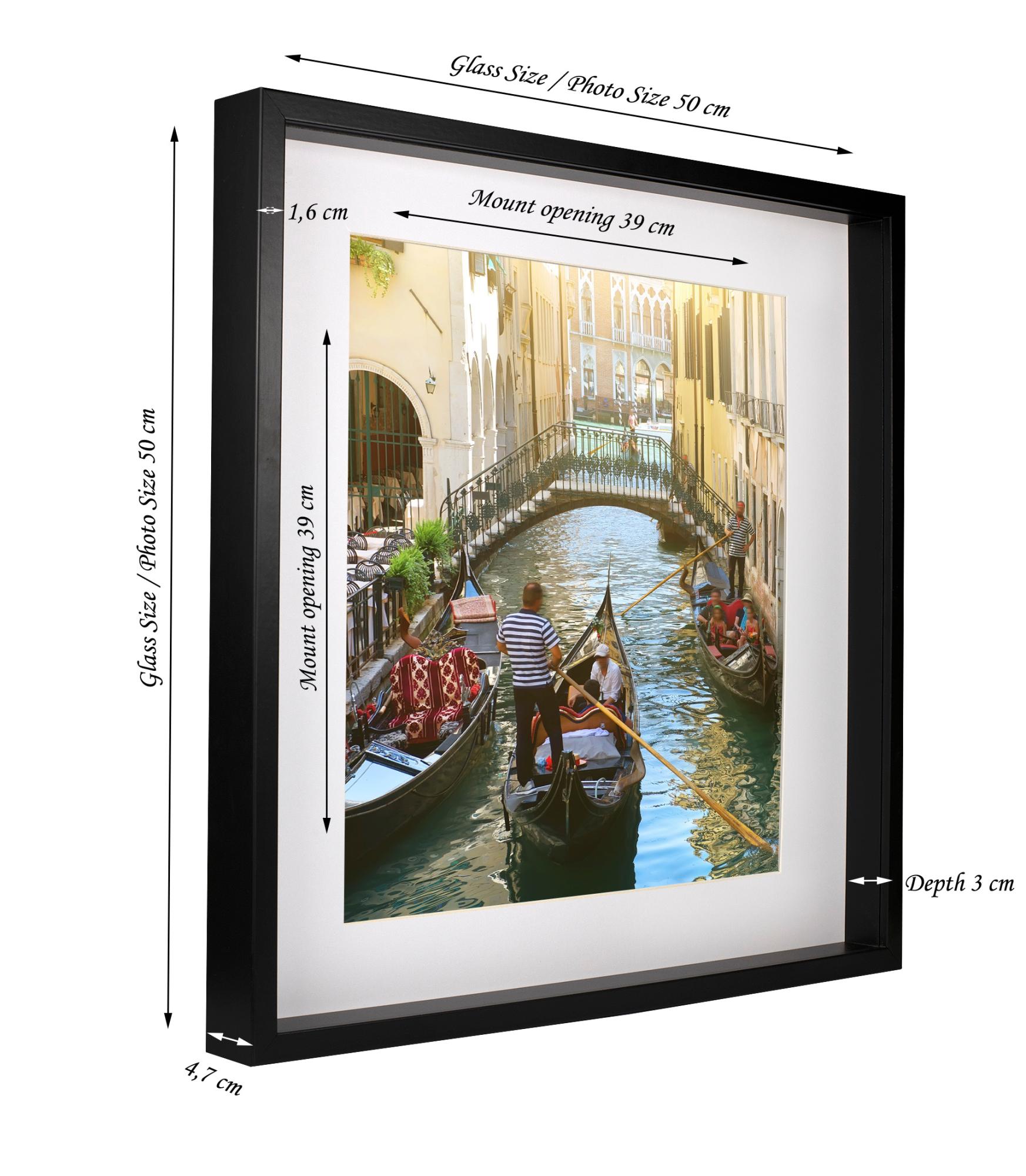 Cornice portafoto 60 x 80 cm, colore nero, in legno acrilico