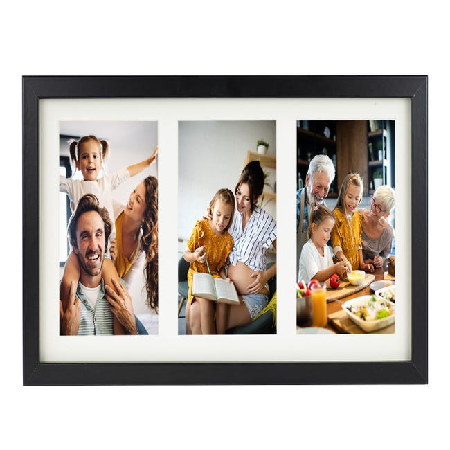 Marco de fotos múltiple con paspartú para collage de 3 fotos 10x15