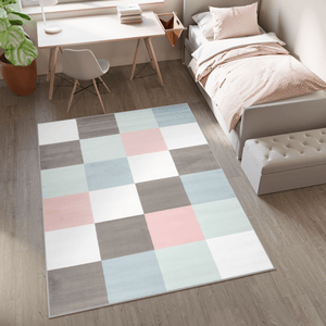 Tapis enfant gris blanc rose au meilleur prix