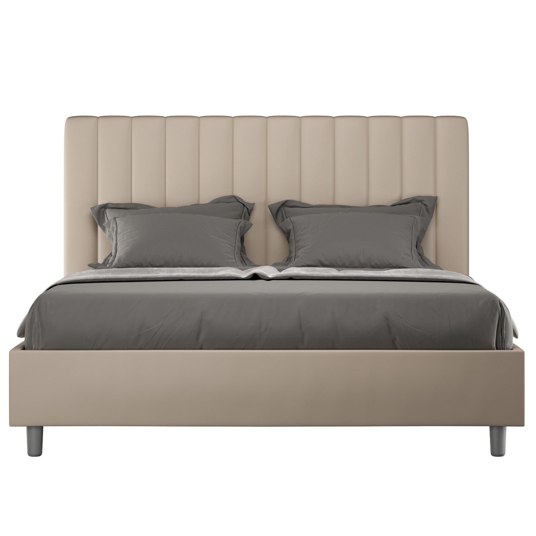 Cama sin somier acolchada 160x200 cuero sintético gris paloma agueda