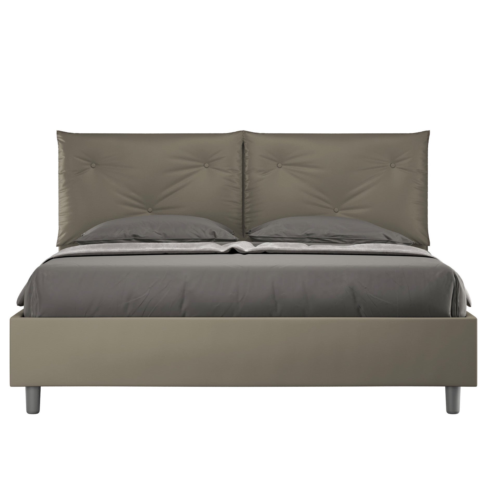 Letto senza rete imbottito 160x200 similpelle cappuccino Appia