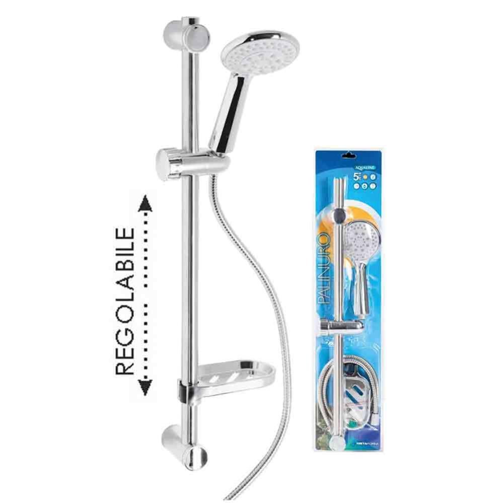 Asta Doccia Saliscendi Completa Con Doccetta 3 Funzioni - H 65 Cm Anticalcare