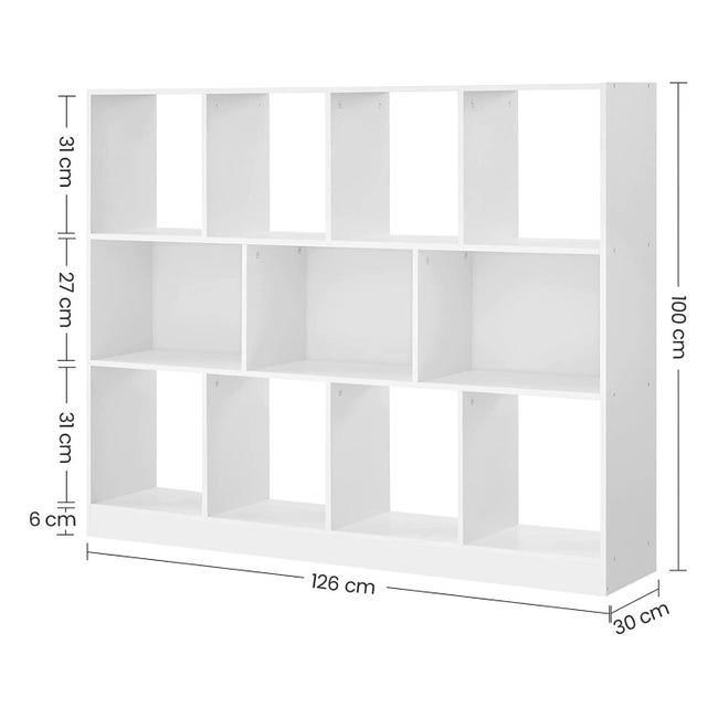 Bibliothèque étagère rangement meuble pour dossier avec 8 casiers ouvert et  3 compartiments pour bureau chambre salon 12