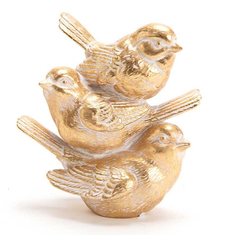 Statue Totem oiseaux dorés Amadeus 12x12x6cm Leroy Merlin