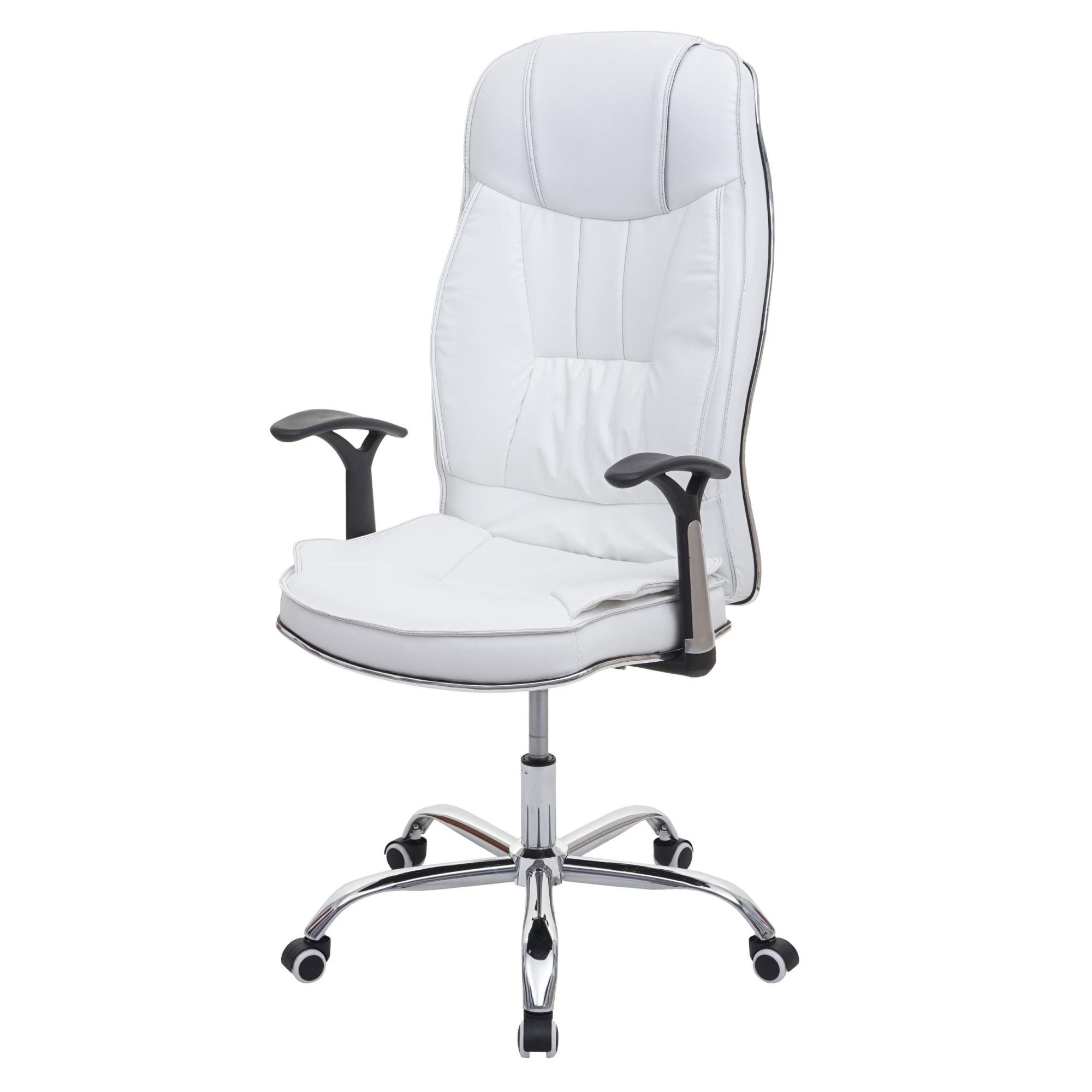 Fauteuil chaise de bureau pivotante capacité de charge de 150 kg  synthétique blanc 04_0001834