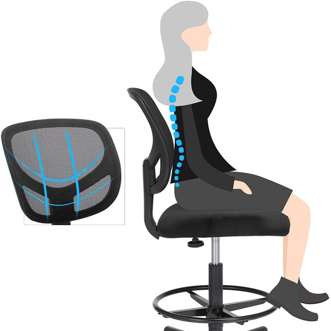 Chaise de bureau sans accoudoirs, sans roulettes, ergonomique