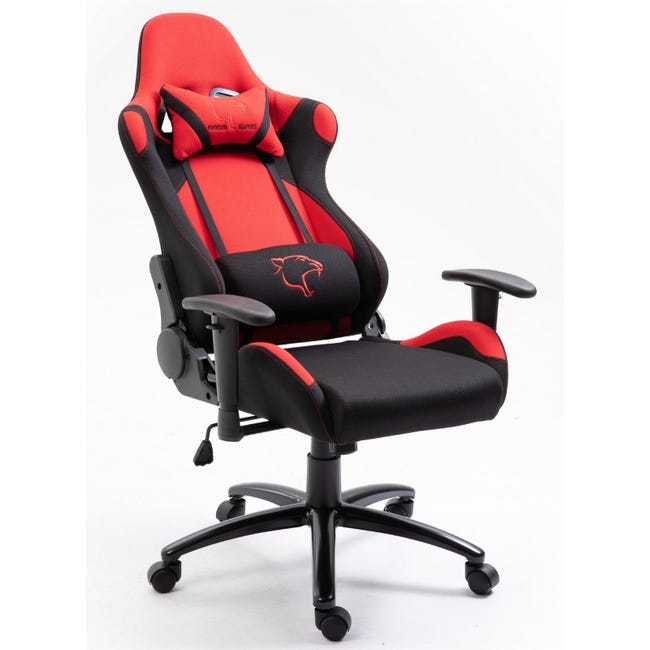 RACE - Fauteuil à roulettes Chaise de Bureau Gaming ergonomique - Siège  gamer tissu respirant dossier confortable et inclinable - Rouge