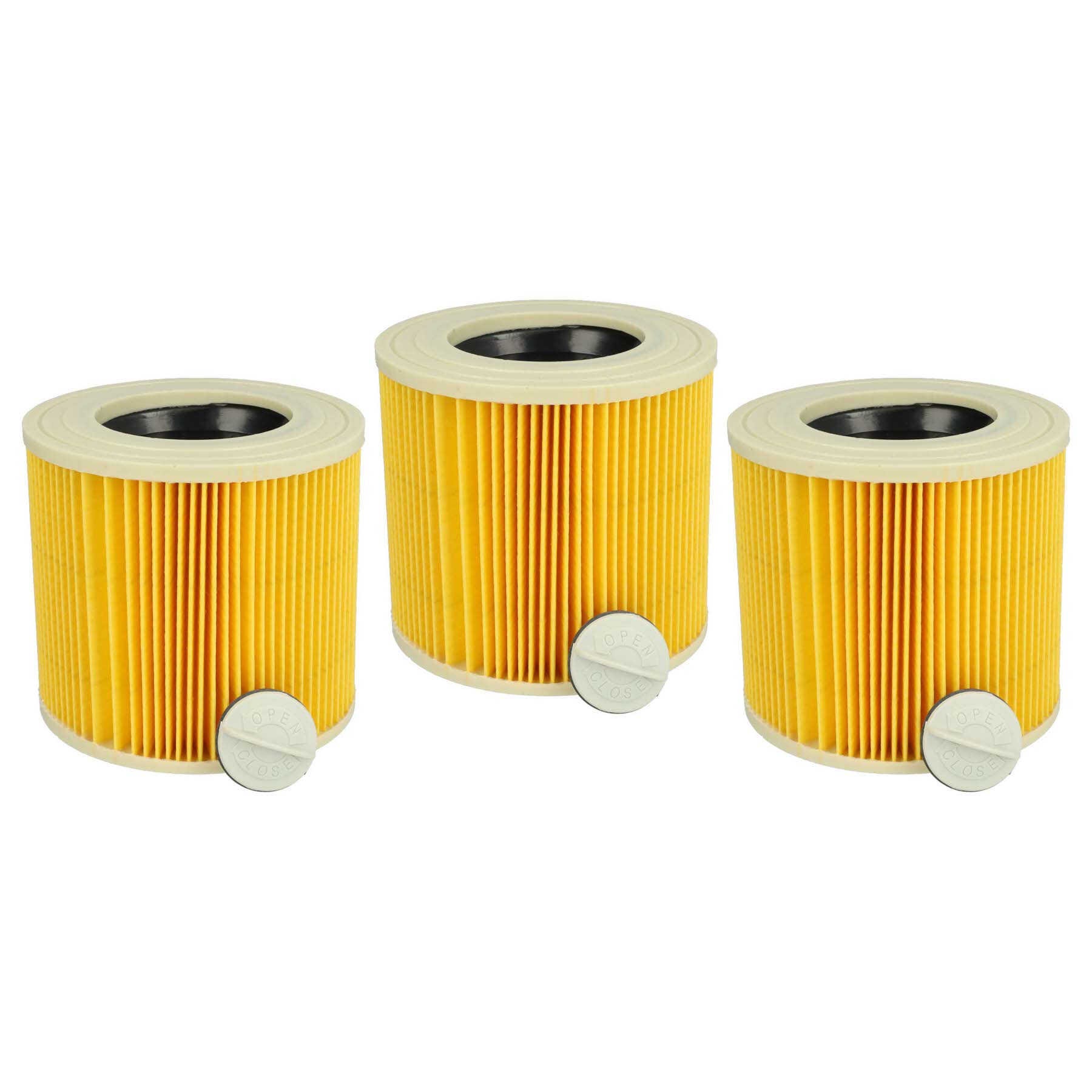 Vhbw Lot de 3x filtres à cartouche compatible avec Kärcher A 2231 PT, A  2234 pt aspirateur à sec ou humide - Filtre plissé, jaune