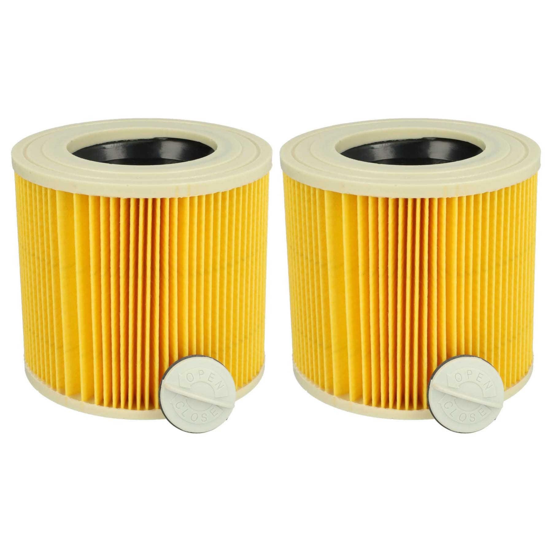 Vhbw Lot de 2x filtres à cartouche compatible avec Kärcher WD 3, WD 3.200,  WD 2500 M aspirateur à sec ou humide - Filtre plissé, jaune