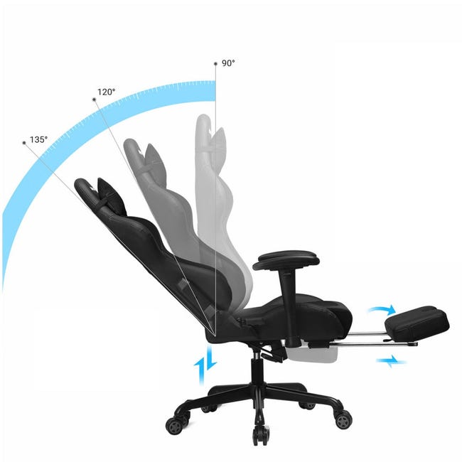 Chaise fauteuil de bureau gaming ergonomique racing avec coussin