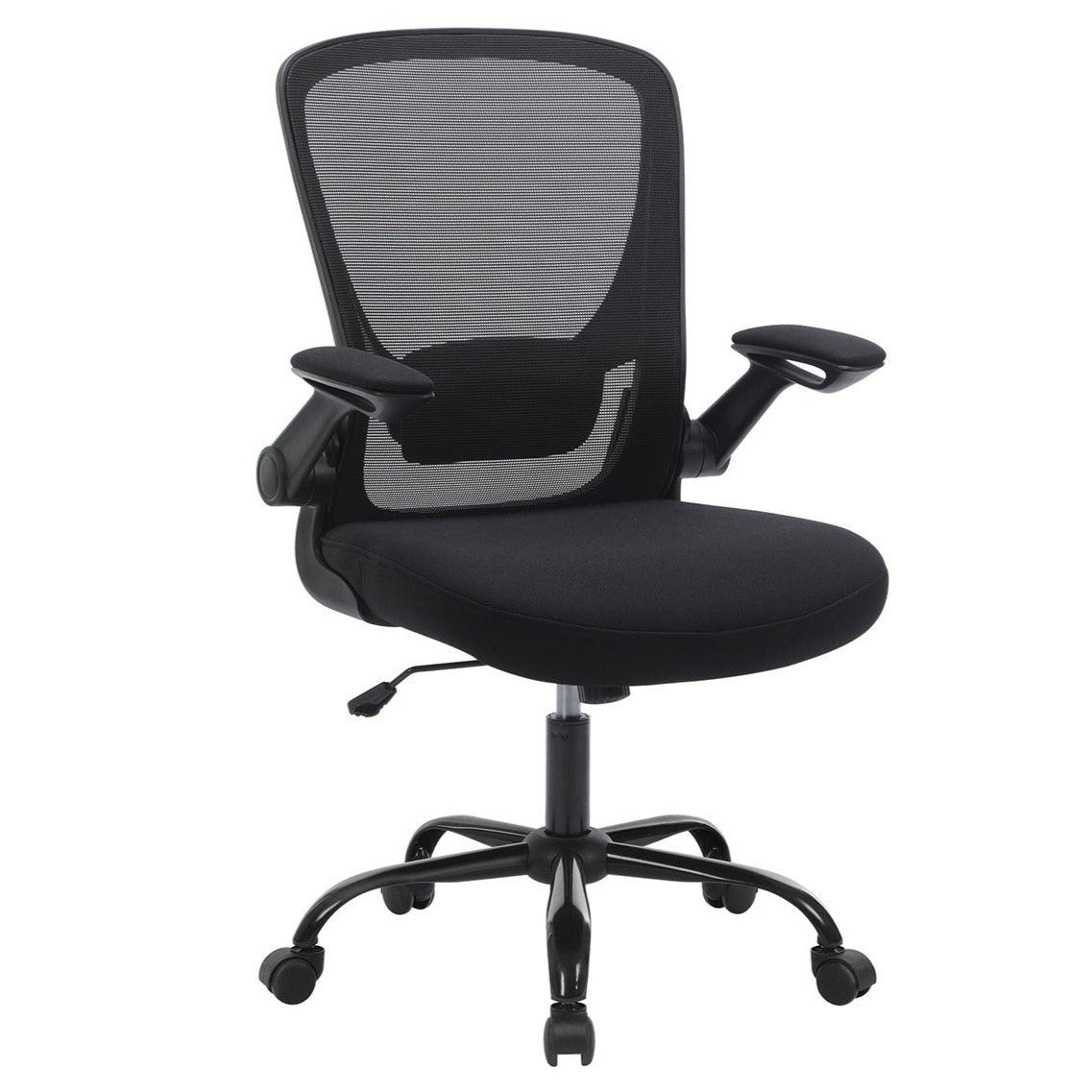 Fauteuil siège de bureau avec accoudoir rabattable chaise de bureau en  toile siège pivotant à 360° support lombaire régl