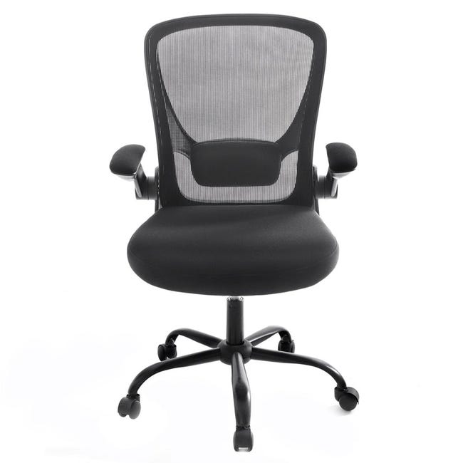 Fauteuil siège de bureau avec accoudoir rabattable chaise de bureau en  toile siège pivotant à 360° support lombaire régl