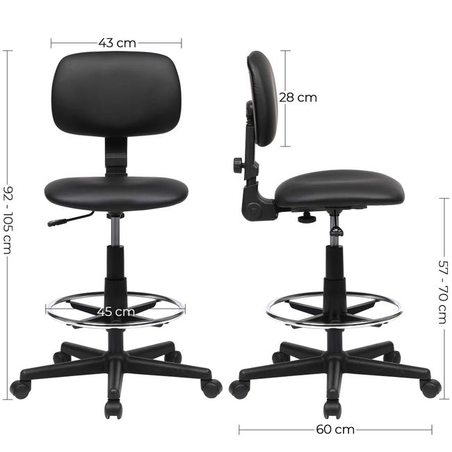 Chaise de travail ergonomique haute avec repose-pieds circulaire
