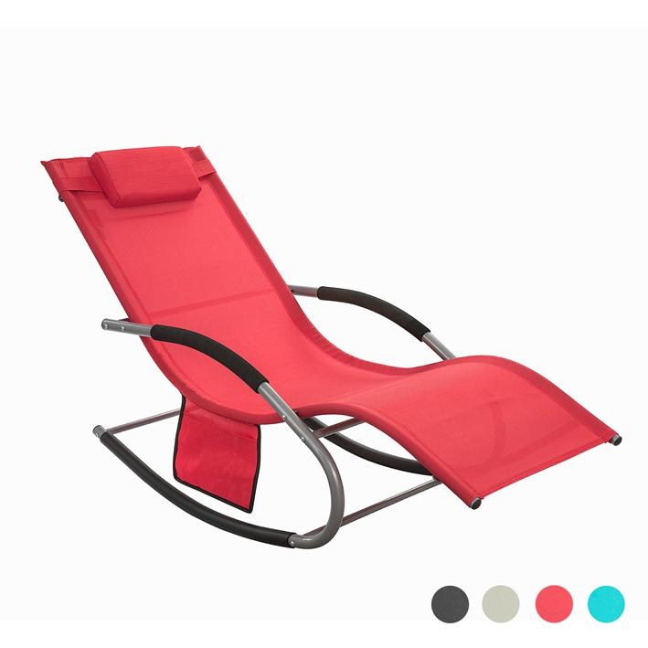 Jardín mecedora con reposapiés, hamaca de jardín, tumbona ergonómica (rojo ogs28-r sobuy es