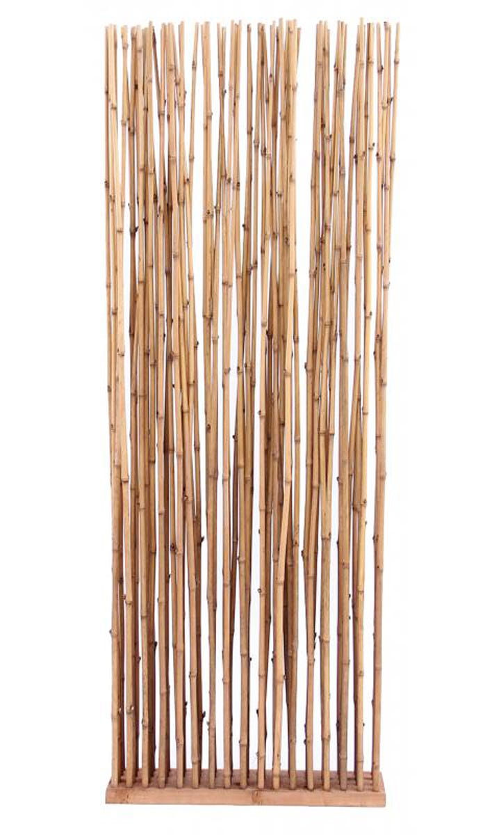 Paravent avec socle en bois + 68 tiges en bambou - longueur 66 x profondeur  14 x hauteur 180 cm