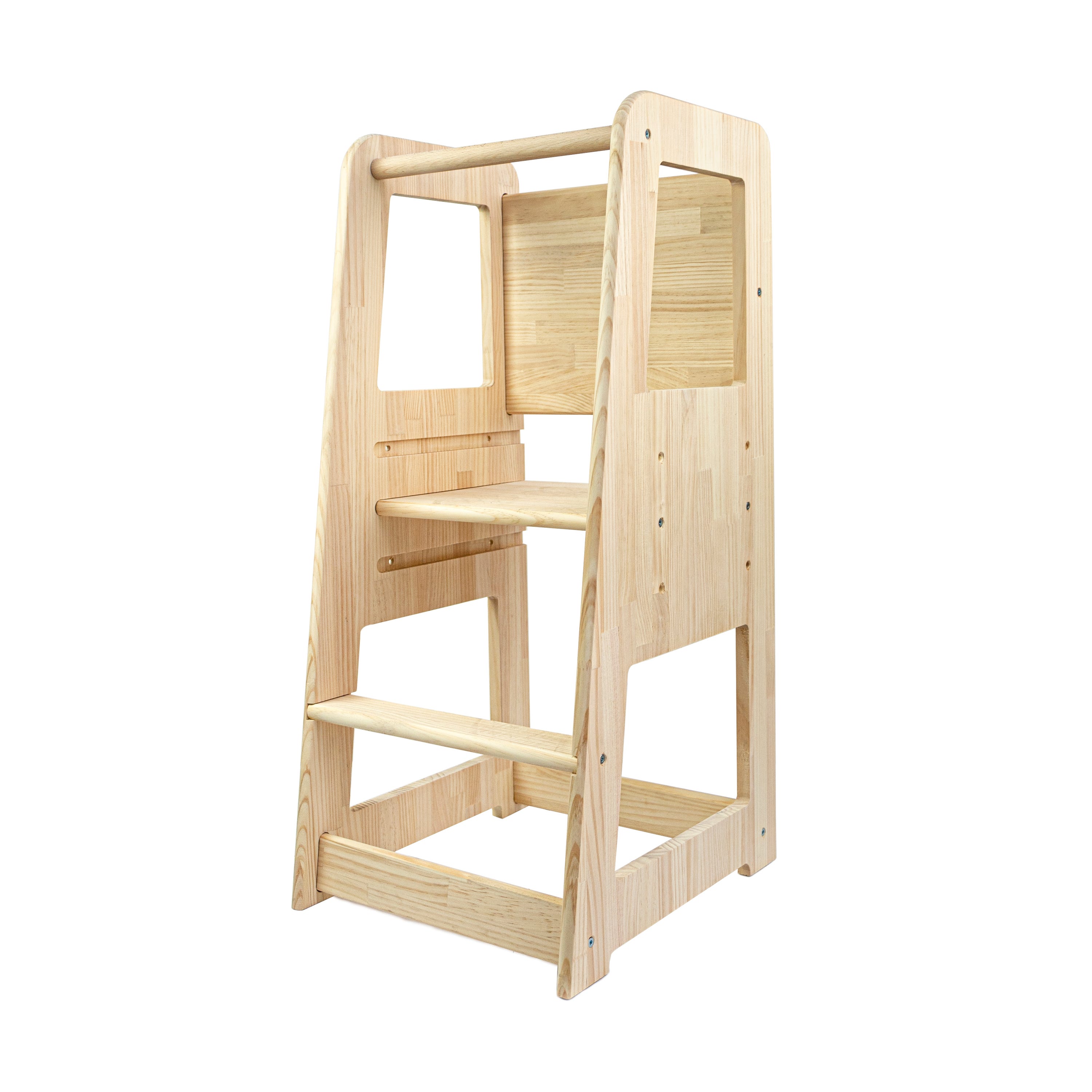 Torre de aprendizaje pino macizo en madera natural Montessori.