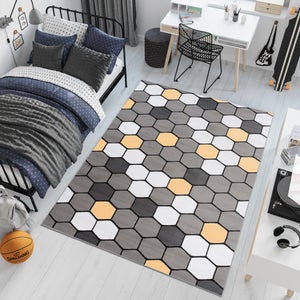 Tapis Enfant Antidérapant Motif Route Et Véhicules - 80 X 150 Cm, Poil Court, Lavable, Certifié ÖKO-TEX