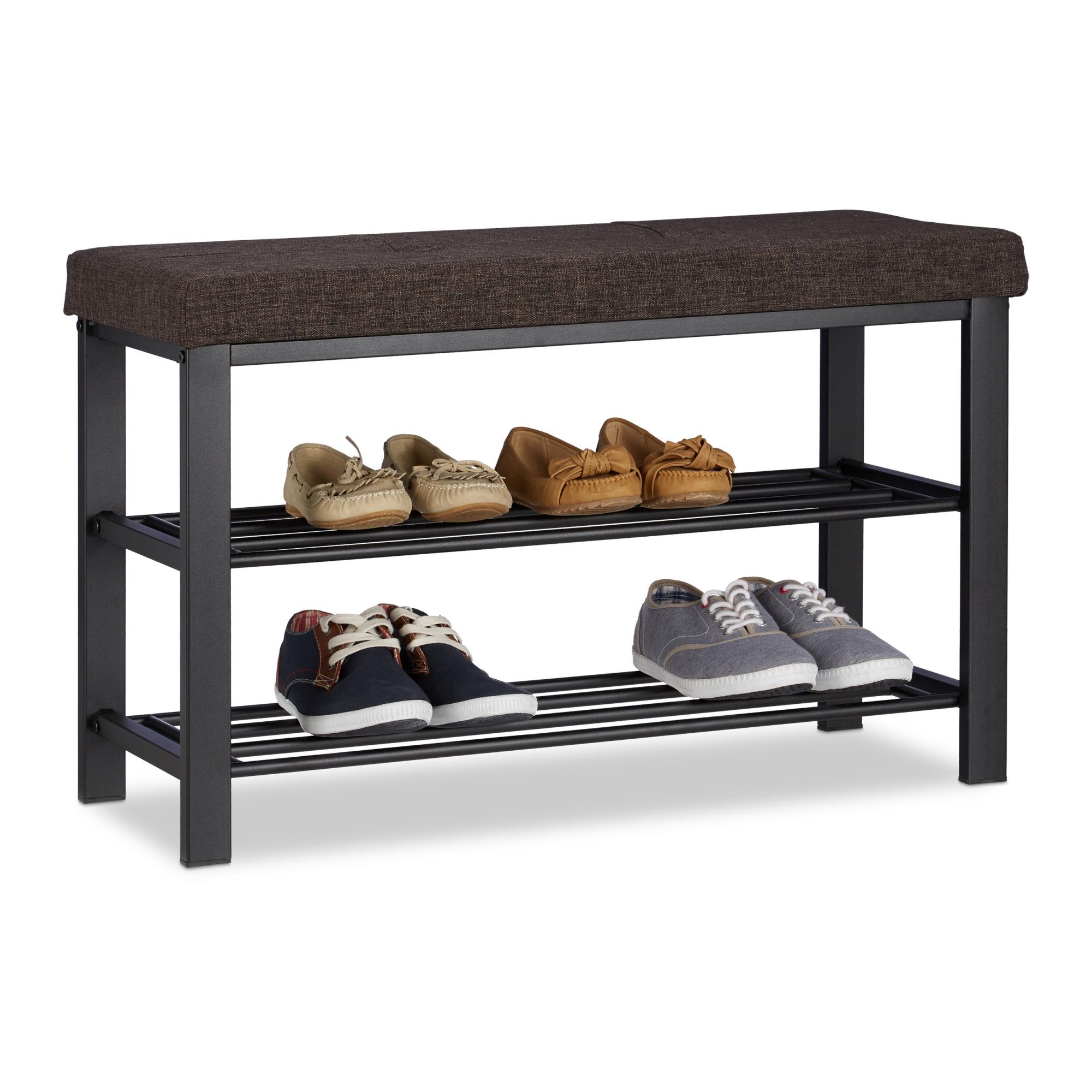 Panca Scarpiera In Bambù | Con Scomparto Interno | Per 6 Paia Di Scarpe | 74x30x43 Cm | Marrone - Foto 11