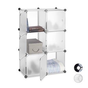 Armoire Enfant Modulable 8 Cubes Relaxdays - 145x109x37 Cm, Blanc Avec Portes Animaux, Rangement Jouets Et Vêtements