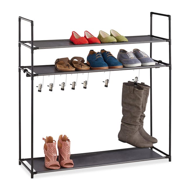 Scarpiera Relaxdays 2 Ripiani - Acciaio Oro, 70x26x33.5cm, Per 6 Scarpe, Impilabile - Foto 5