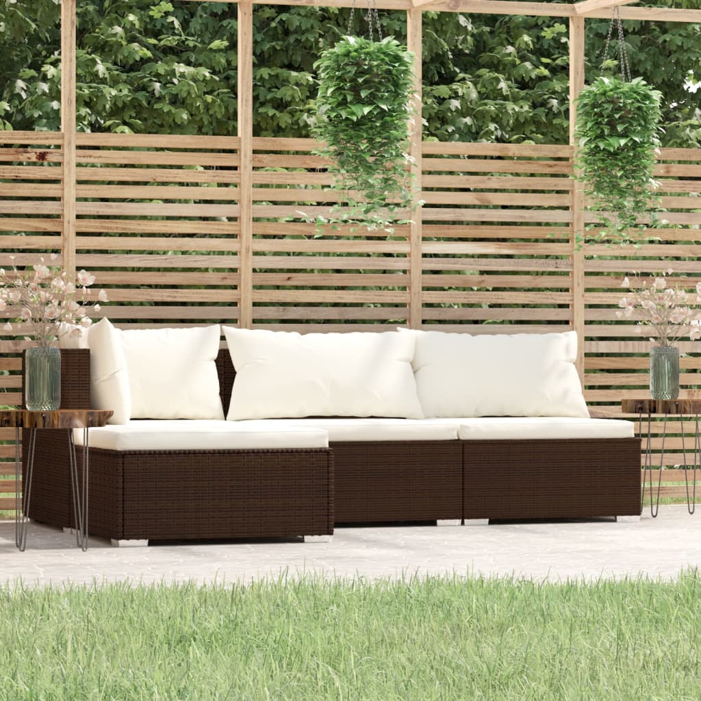 Set Divani da Giardino 2 pz con Cuscini in Polyrattan Beige