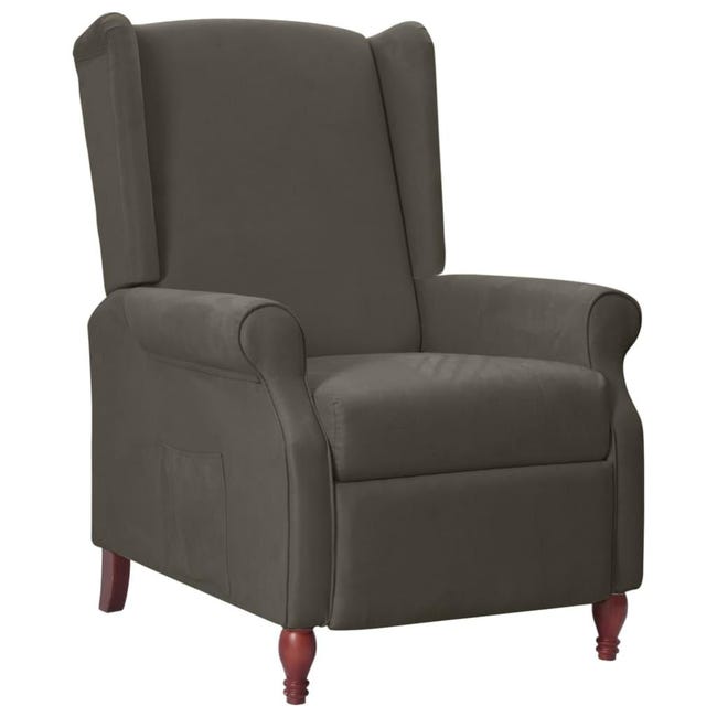 vidaXL Poltrona Relax con Sgabello Grigio Scuro in Tessuto vidaXL Poltrona Relax con Sgabello Grigio Scuro in Tessuto