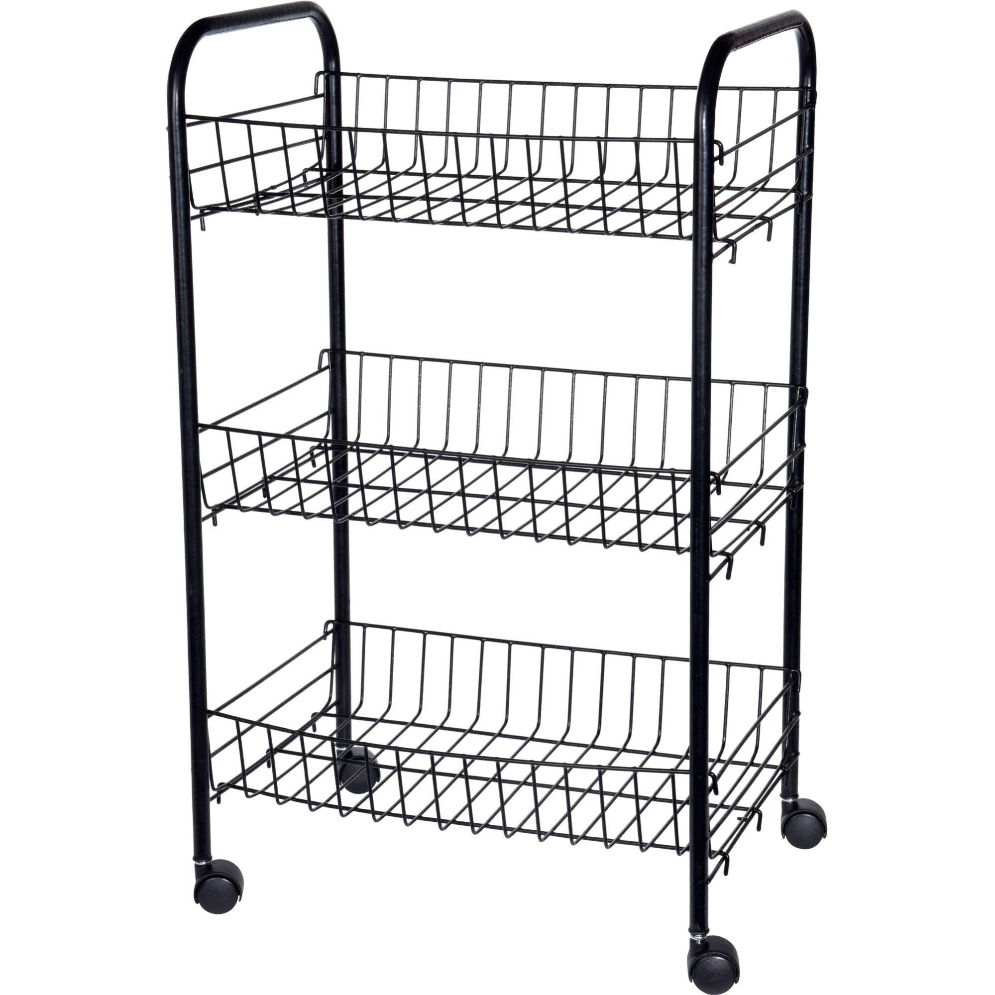 Chariot Cuisine Bambou 2 Niveaux - Étroite Pour Petits Espaces, Roues 360° Verrouillables - 50x30x50cm