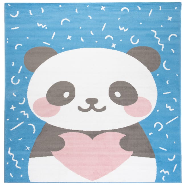 TAPISO Jolly Alfombra Habitación Infantil Bebe Moderna Azul Rosa Blanco  Panda Juego Resistente Fina 200 x 300 cm