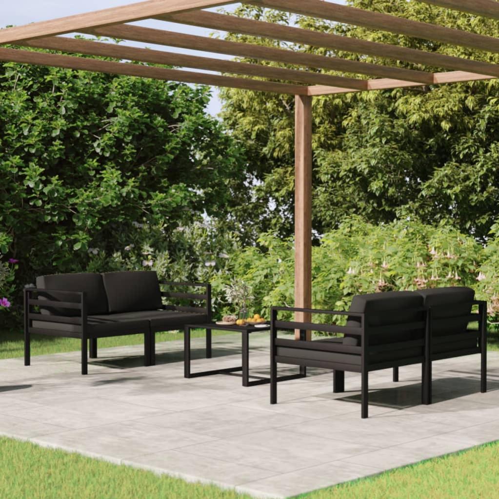 VidaXL Set Divani Da Giardino 5 Pezzi In Legno Di Acacia | Con Cuscini Crema E Grigi, Tavolino Incluso, Modulare Per Esterno
