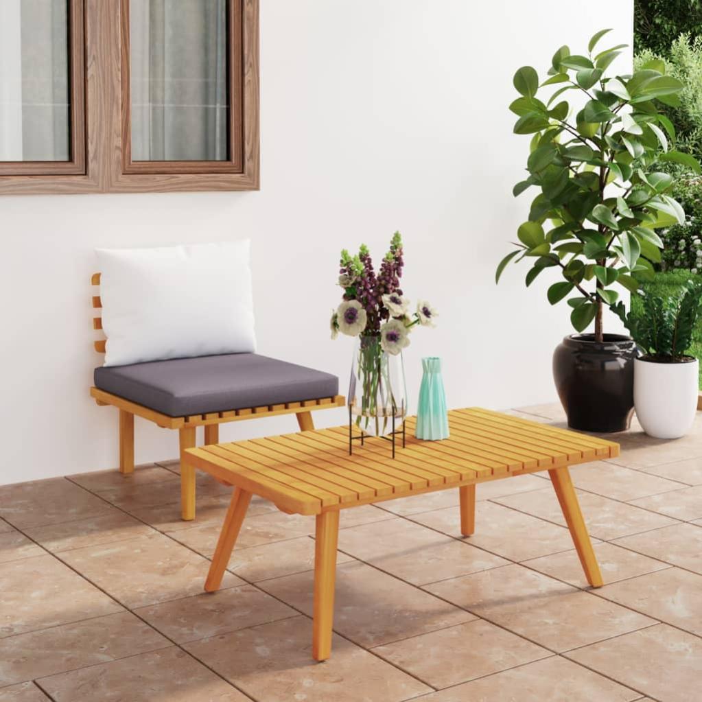 VidaXL Set Divani Da Giardino 2 Pezzi In Legno Massello Di Acacia Con Cuscini – Panca E Tavolino