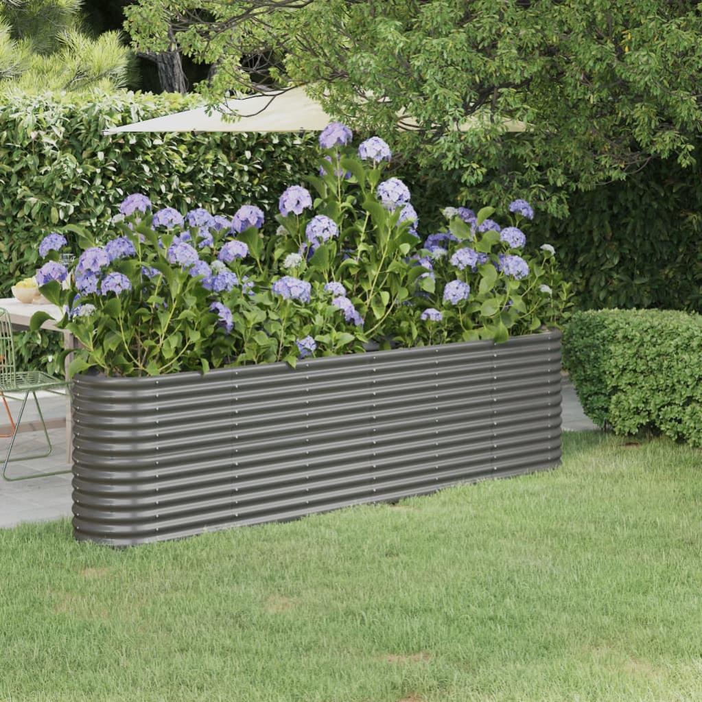 Letto Giardino Acciaio Verniciato Polvere 100x100x36cm Marrone