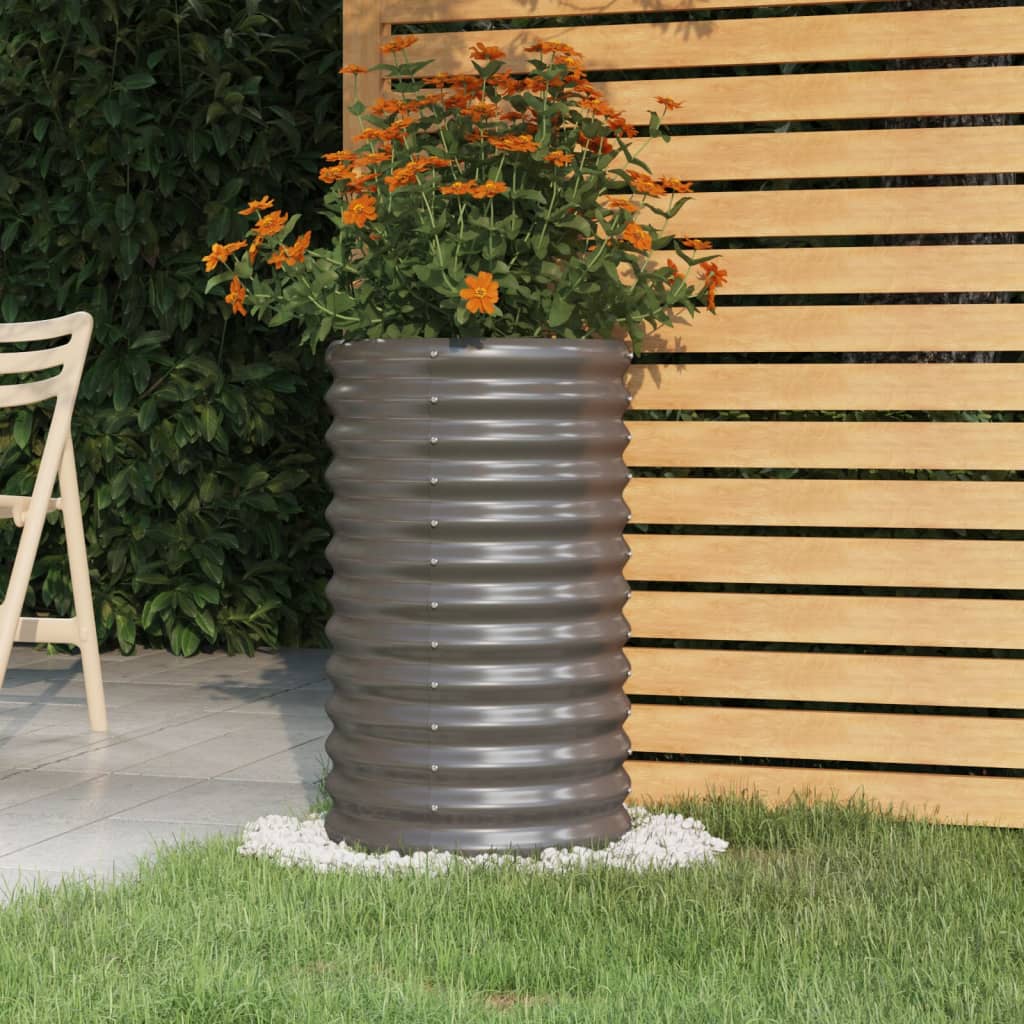 VidaXL Vaso da Giardino Acciaio Verniciato a Polvere 80x80x68cm Grigio