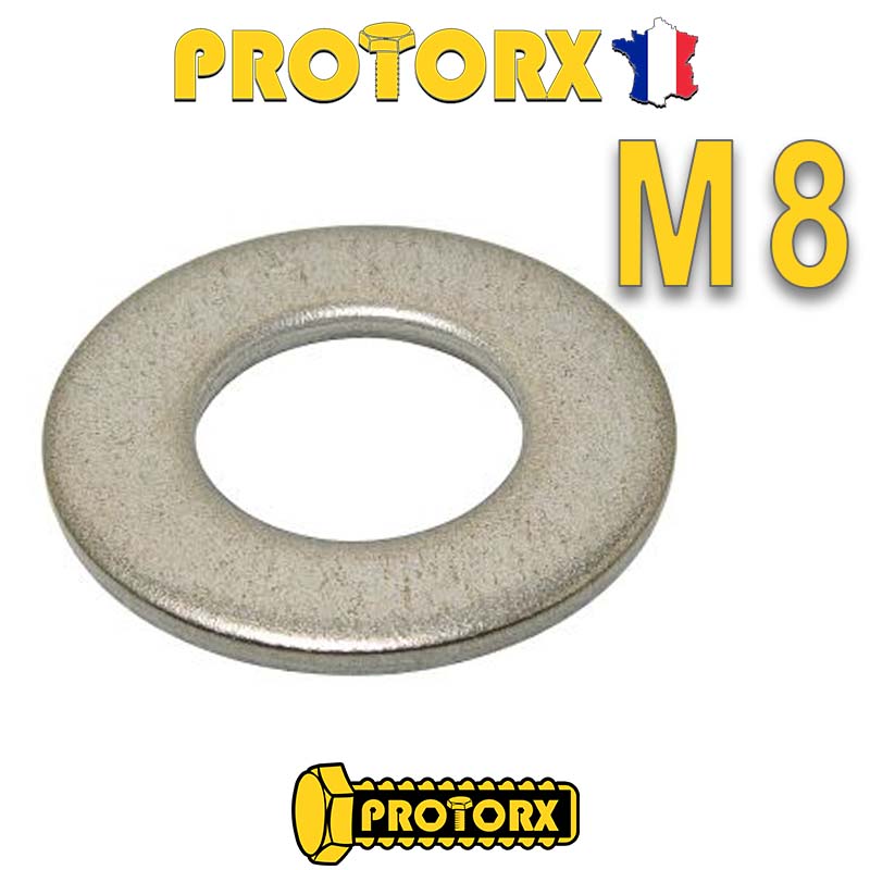 Rondelle plate moyenne - M8 - Diamètre extérieur 18 mm - Épaisseur 1.5 mm -  Inox A2 - Boîte de 200